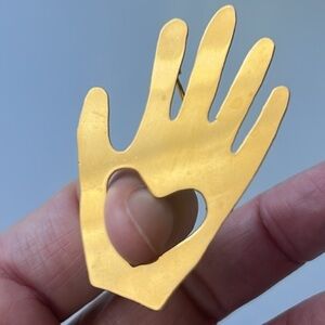 Hand Pendant / Brooche Heart Shape Cut Out.